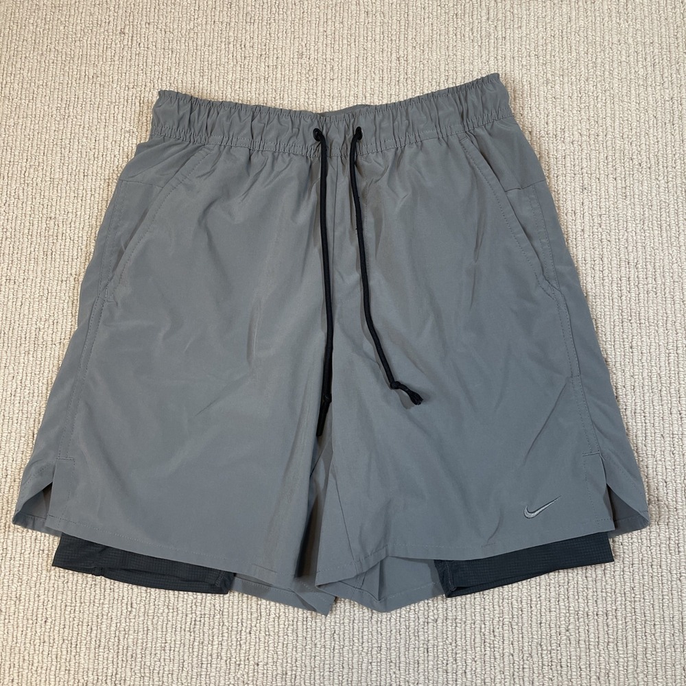 Nike Dri-Fit Men's Small Running Shorts With Built-in Boxers 7 Inch Gray